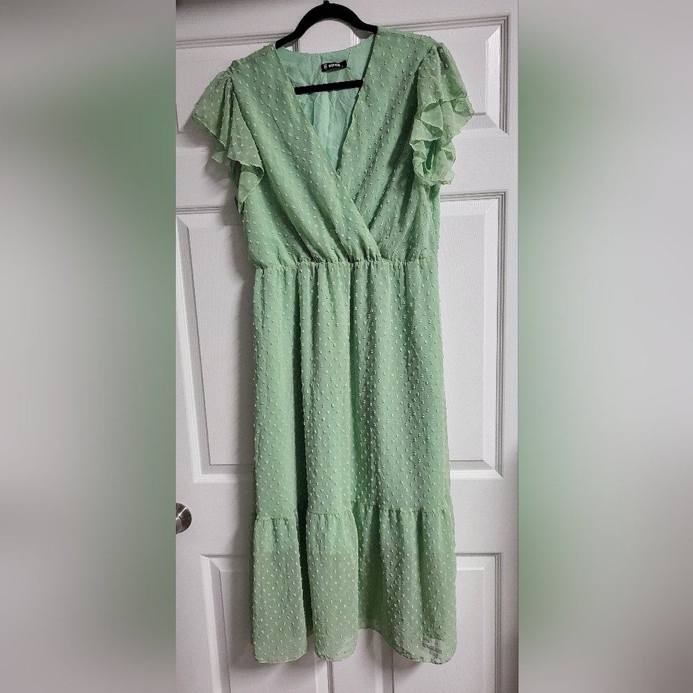 ❤️BTFBM - Women Bohemian,Casual Wrap V Neck Ruffle Cap Sleeveless - Size XL